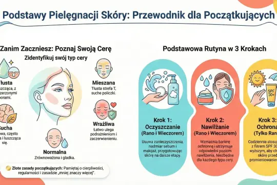 Jak mieć ładną cerę domowe sposoby? Poznaj typ swojej skóry i 3 kroki rutyny: oczyszczanie, nawilżanie i ochrona SPF.